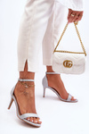 Shiny Heeled Sandals Silver Gedna
