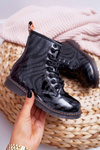 Youth Lacquered Boots with Zipper Black Omua