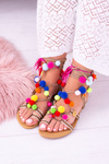 Lu Boo | Colorful Pompony Roman Gladiator Sandals