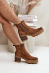 Women's Insulated Heeled Boots Eco Suede Brown Irissinae