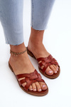 Women's Flat Heel Eco Leather Sandals Brown Rosalini