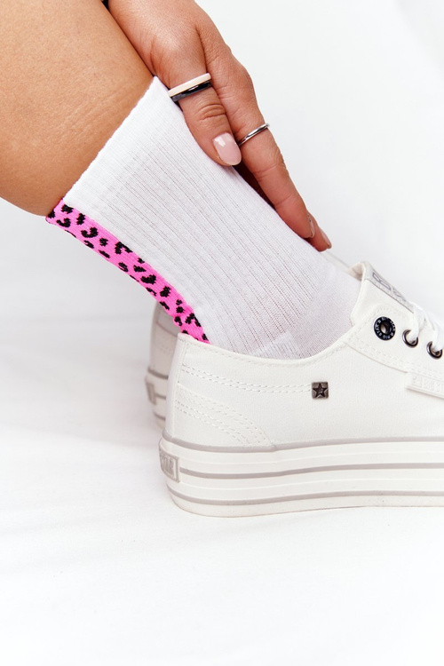 Tenisówki Wiązane Platforma BIG STAR Białe HH274052