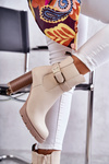 leather boots on a post with a decorative belt Beige Maresol