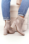 Openwork Leather Boots On A Post Exquisite 1219 Cappuccino