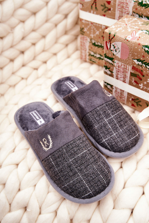 Padded Checked slippers Grey Blase