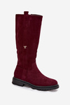 Women's Insulated Boots Flat Heel Eco Suede Bordeaux Delyssa