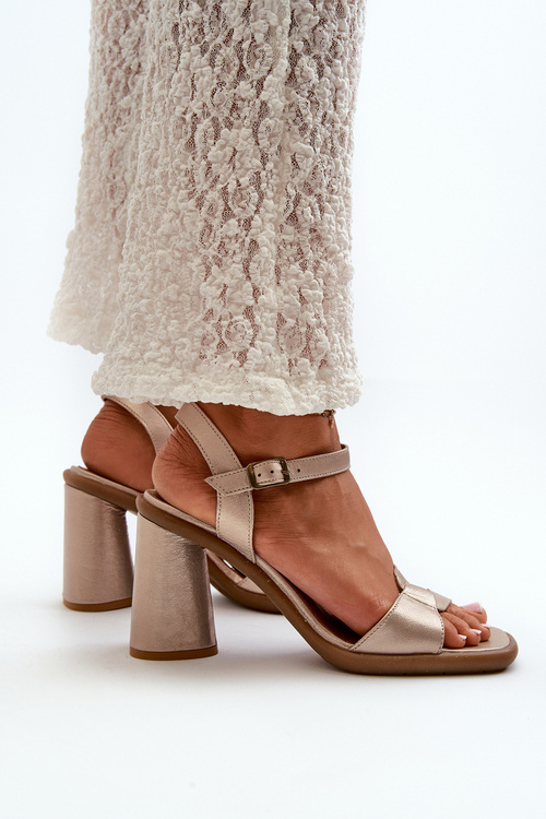 Sandały Skóra Słupek Złote Maciejka 06029-25