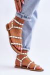Women's Sandals With Decorative Studs White Dorothy