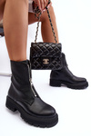 Leather Boots With Flat Heel And Zip Black Vimal