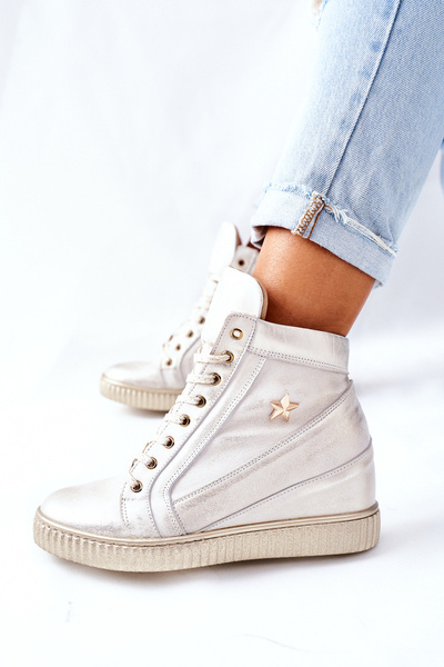 Women's Sport Leather Shoes Lewski Gold 3079