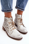 Zazoo 2871 Women's Laced Ankle Boots Silver