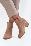 Insulated Women's Ankle Boots on Heels with Gold Elements Beige Ambrine