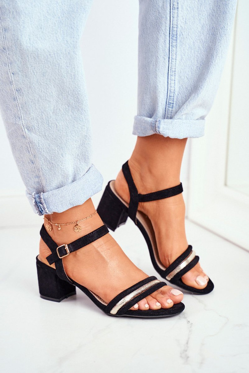 Women's Stiletto Sandals With Glitter Black Wixi