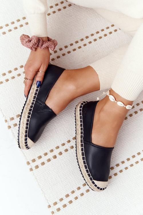 Espadryle Skórzane Pleciona Podeszwa Big Star Czarne HH274505