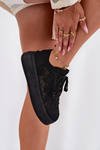 Women's Platform Sneakers With Crocheted Upper Black Mirietto