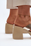 Zazoo 40373 Leather Mules With Block Heel Gold
