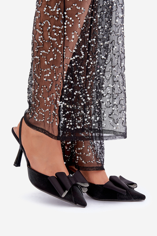 Fabric Heels With Bow Black Selatea