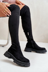 Women's Over the Knee Eco Suede Boots Black Irithalla