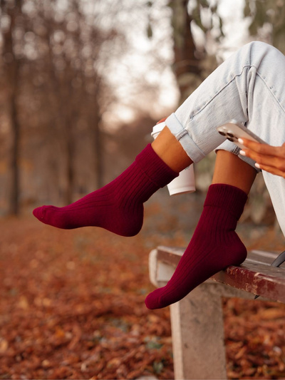 Women's Socks Merino Wool Burgundy