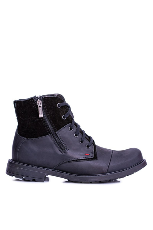 Warmed Leather Men's Boots With Zips Black KOMODO 871