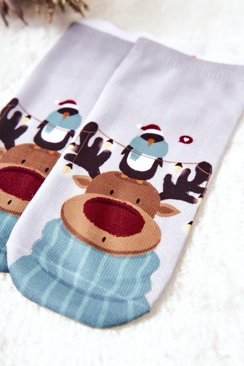 Feet Socks Reindeer Grey