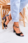 Leather Sandals On Block Heel Laura Messi 1916 Animal Print Black