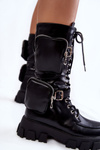 Women's High Boots Laced With Kidneys Black Mirrano