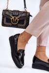 Lacquered Moccasins On A Platform Black Abisso