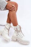 Fashionable Lace-up Boots with Decorative Strip White Rocky