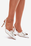 Embellished Heels With Open Back And Bow White Nilandriela