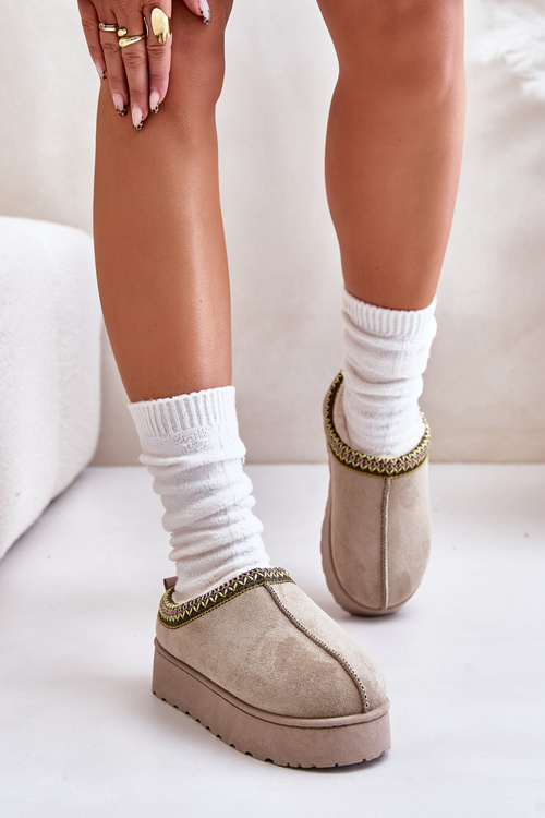 Women's Platform Winter Boots Insulated With Fur Green Straps