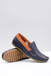 Neex | Navy blue Leather Men's slip-on Pardon moccasins