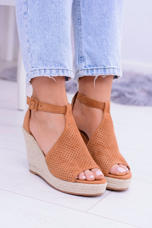 Suede Espadrilles Sandals On Anchor Camel Sunlast
