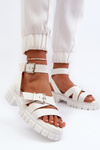 Women's White Eco Leather Strap Sandals Eladira