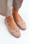 Mesh Ballet Flats With Bow Beige Bianila