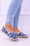Lu Boo | Damskie Wsuwane Niebieskie Lniane Espadryle Aztec Bimbi