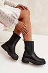 Women Chelsea Boots On Platform And Flat Heel Slip On Black Ravessa