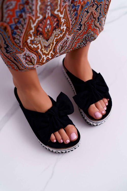 Women's Flip-Flops With Doodles Thick Soles Black Milady