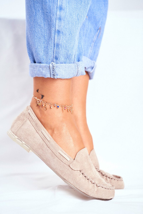 Sergio Leone Women's Suede Beige Moccasins MK722