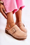 Women's Slippers Clogs On Heel Beige Ivette