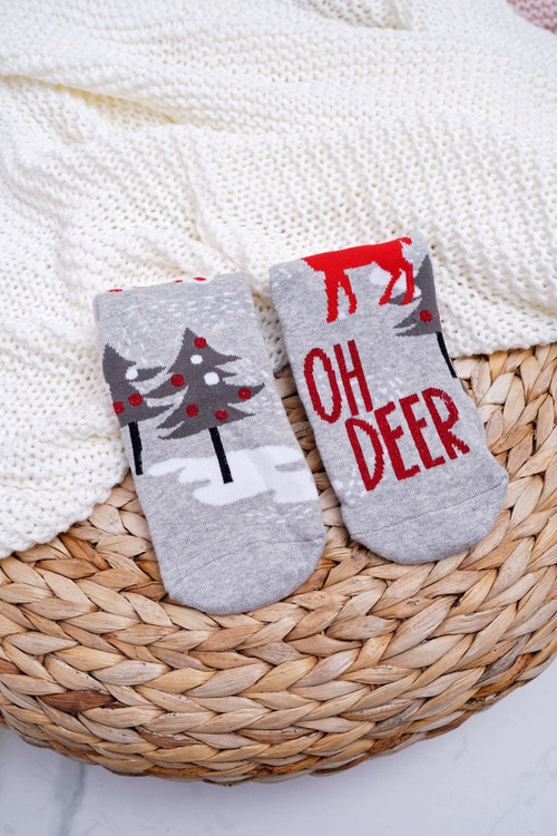 Women's Christmas Socks Anti-Slip Grey OH DEER