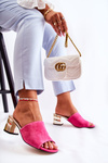 Women's Suede Slippers On Heel Pink Perry