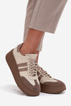 Leather Women's Sneakers On Platform Zazoo 3775 Beige