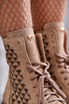 Botki Sznurowane Zamsz Beżowe Nicole 2751