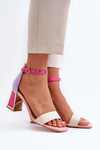 Pink suede sandals with a block heel Pholia