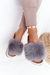 Platform Slippers With Eco Fur Grey Adventure