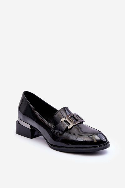 Lacquered Loafers Moccasins On Heel Black Sakina