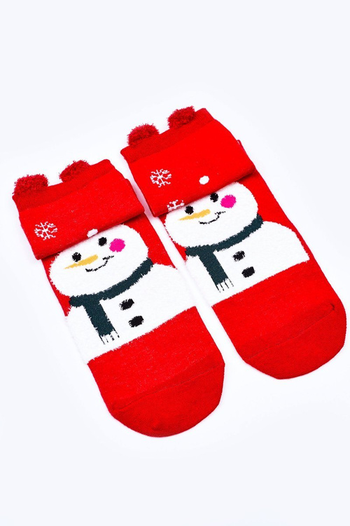 Women's Christmas Socks With Snowman COSAS Red