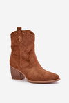 Cowboy Ankle Boots On Heel With Eco Suede Camel Narinae