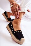 Espadryle Damskie Ćwieki Czarne Laross